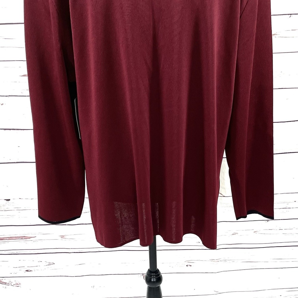 Exclusively Misook Women's Open Knit Cardigan Burgundy Petite Plus Size 3P NWT - Picture 8 of 12